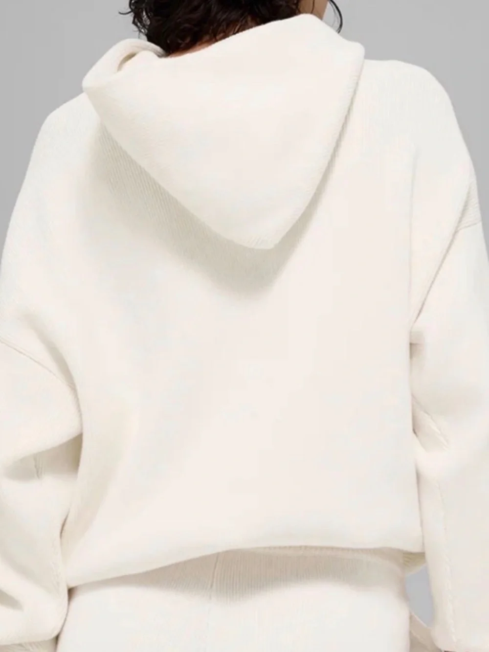 Alo Yoga Scholar Hooded Sweater | Ivory | Large